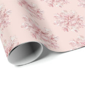 Roze Witte Sneeuwvlokken Kerst Cadeaupapier (Rol Hoek)