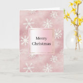 Roze Witte Sneeuwvlokken Kerst Kaart (Gele Bloem)