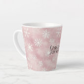 Roze Witte Sneeuwvlokken Kerst Latte Mok (Linkerhoek)