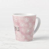Roze Witte Sneeuwvlokken Kerst Latte Mok (Rechterhoek)