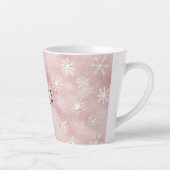 Roze Witte Sneeuwvlokken Kerst Latte Mok (Rechts)