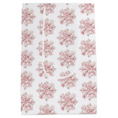 Roze Witte Sneeuwvlokken Kerst Medium Cadeauzakje (Achterkant)