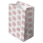 Roze Witte Sneeuwvlokken Kerst Medium Cadeauzakje (Achterkant Gekanteld)