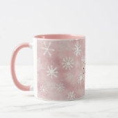 Roze Witte Sneeuwvlokken Kerst Mok (Links)