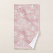Roze Witte Sneeuwvlokken Kerstmis Bad Handdoek (Handdoek)
