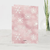 Roze Witte Sneeuwvlokken Kerstmis Kaart (Achterkant)