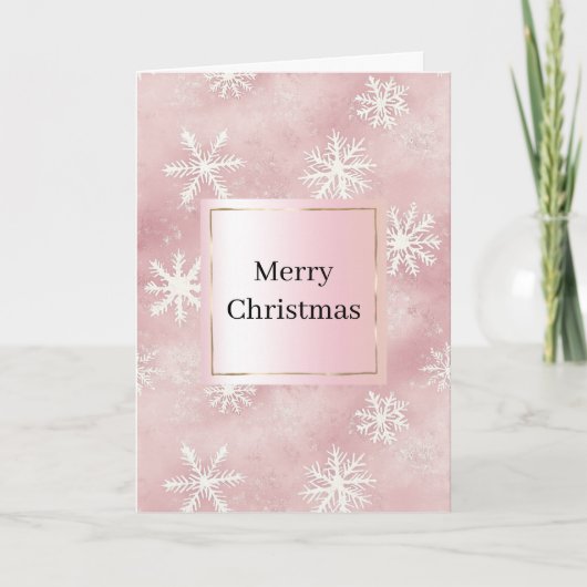 Roze Witte Sneeuwvlokken Kerstmis Kaart (Voorkant)
