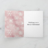 Roze Witte Sneeuwvlokken Kerstmis Kaart (Binnen)