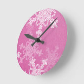 Roze Witte Sneeuwvlokken Minimalistische Kerst Naa Ronde Klok (Hoek)