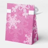 Roze Witte Sneeuwvlokken Minimalistische Kerstmis Bedankdoosjes (Achterkant)