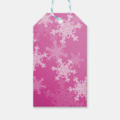 Roze Witte Sneeuwvlokken Minimalistische Kerstmis Cadeaulabel (Voorkant)