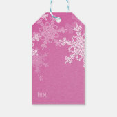 Roze Witte Sneeuwvlokken Minimalistische Kerstmis Cadeaulabel (Achterkant)