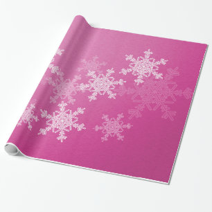 Roze Witte Sneeuwvlokken Minimalistische Kerstmis Cadeaupapier