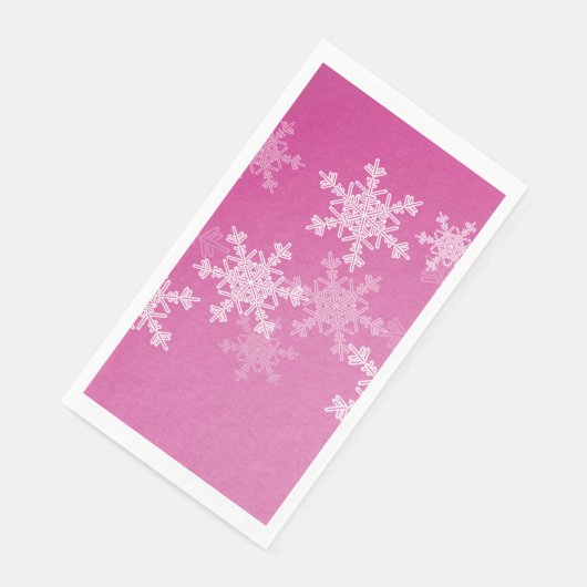 Roze Witte Sneeuwvlokken Minimalistische Kerstmis Servet (Hoek)