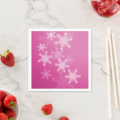 Roze Witte Sneeuwvlokken Minimalistische Kerstmis Servetten (Insitu)