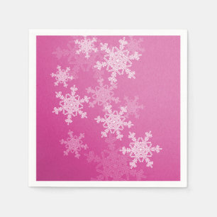Roze Witte Sneeuwvlokken Minimalistische Kerstmis Servetten