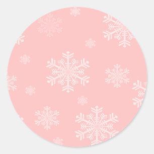 Roze witte sneeuwvlokken - Vakantiek Ronde Sticker
