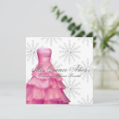 Roze Witte Sneeuwvlokken Witte Quinceanera Kaart (Staand voorkant)