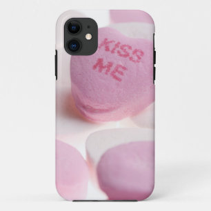 Roze & Witte Snoep Hartjes Kus Me Hart Sjabloon iPhone 11 Hoesje