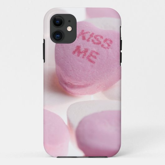 Roze & Witte Snoep Hartjes Kus Me Hart Sjabloon Case-Mate iPhone Case (Achterkant)