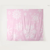 Roze witte Snowflake patroon kerstachtergrond Wandkleed (Voorkant (horizontaal))