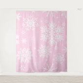 Roze witte Snowflake patroon kerstachtergrond Wandkleed (Voorkant)