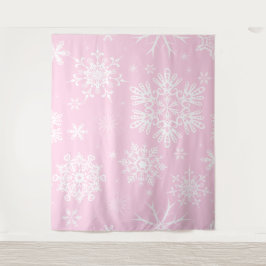 Roze witte Snowflake patroon kerstachtergrond Wandkleed
