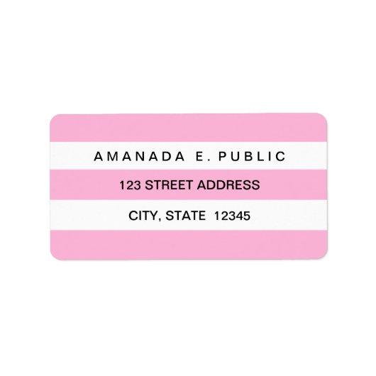 Roze Witte Solid Stripes Patroon Adresetiketten Etiket (Voorkant)