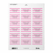 Roze Witte Solid Stripes Patroon Adresetiketten Etiket (Full Sheet)
