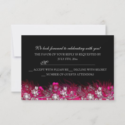 Roze Witte Sparkle Mask Masquerade Party RSVP (Achterkant)