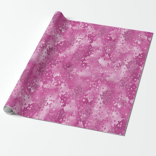 Roze Witte Sparkle Snake Print Cadeaupapier (Uitgerold)
