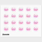 Roze & Witte Sparkle Stars Laten we gaan feestje v Ronde Sticker (Vel)