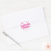 Roze & Witte Sparkle Stars Laten we gaan feestje v Ronde Sticker (Envelop)