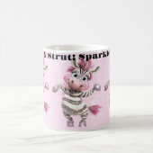 Roze Witte Sparkle & Strut Zebra Koffiemok (Center)