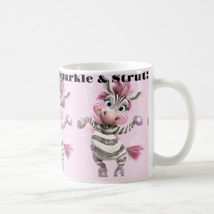 Roze Witte Sparkle & Strut Zebra Koffiemok