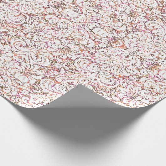 Roze witte spoelvormig ontwerp cadeaupapier (Hoek)