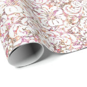 Roze witte spoelvormig ontwerp cadeaupapier (Rol Hoek)