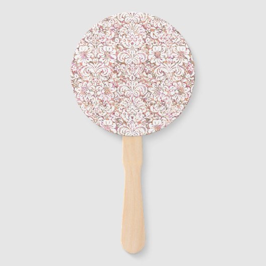Roze witte spoelvormig ontwerp handwaaier (Voorkant)