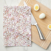 Roze witte  spoelvormig ontwerp theedoek (Quarter Fold)