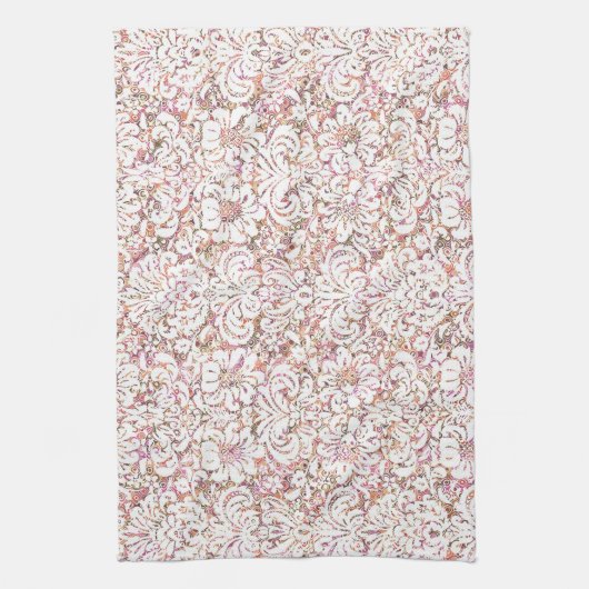 Roze witte  spoelvormig ontwerp theedoek (Verticaal)