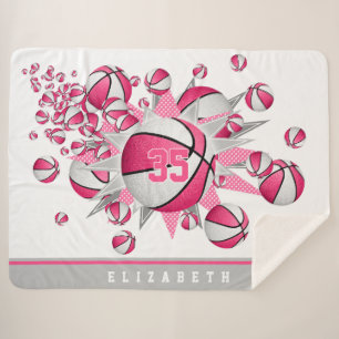 roze witte sportzaal meisjes basketbal sherpa deken