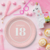 Roze witte stardust Glitter 18e verjaardag Papieren Bordje (Feest)