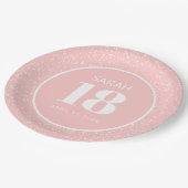 Roze witte stardust Glitter 18e verjaardag Papieren Bordje (Gekanteld)
