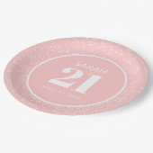 Roze witte stardust Glitter 21st Birthday Party Papieren Bordje (Gekanteld)