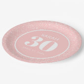 Roze witte stardust Glitter 30th Birthday Party Papieren Bordje (Gekanteld)
