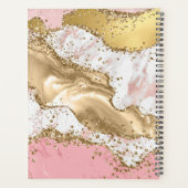 Roze & Witte Steen en Gouden Glitter Agate Monogra Planner (Achterkant)