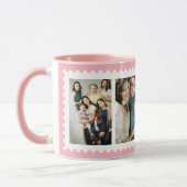 Roze witte stempel Lijst 4 Familie Foto Mok (Links)