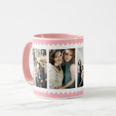 Roze witte stempel Lijst 4 Familie Foto Mok (Voorkant links)