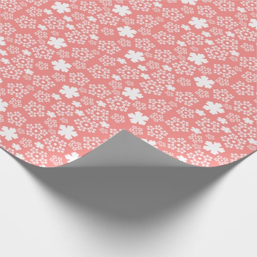 Roze & Witte Ster & Snowflake Patroon Cadeaupapier (Hoek)