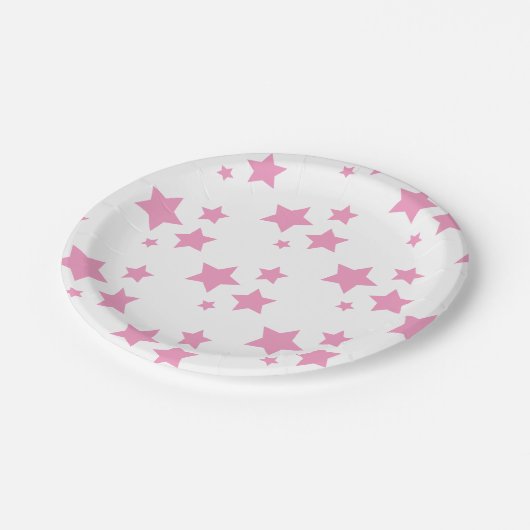 Roze witte sterren Kinder Baby Circus Party Papieren Bordje (Gekanteld)